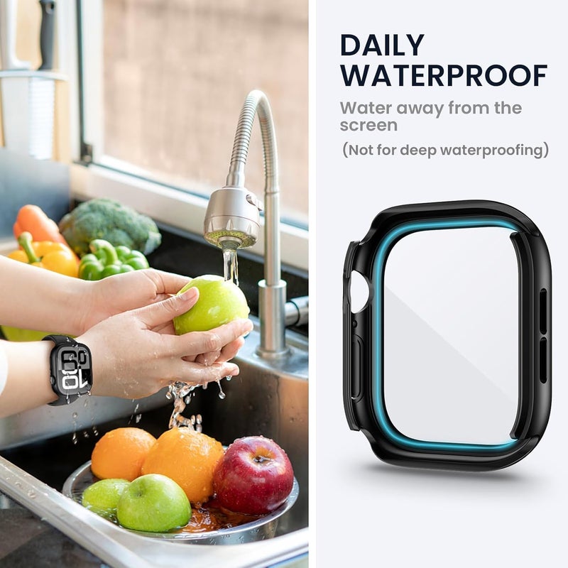 Tensea (2 in 1) for Waterproof Apple Watch Screen Protector Case Series 11/10 46mm Accessories, 360 Front and Back, iWatch PC Face Cover with Tempered Glass for Women Men, 46 mm - Image 4